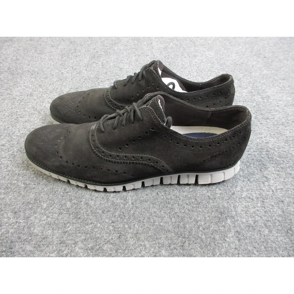 Cole Haan ZeroGrand Shoes Mens Size 13 Gray Suede Wingtip Oxford Casual C30278